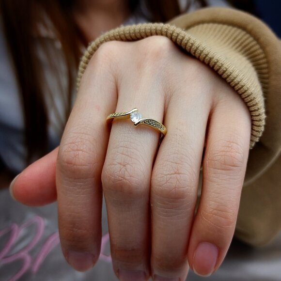 Classic Crystal Engagement Ring - Picture 2 of 4